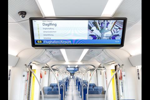 The new lighting automatically adjusts to ambient conditions and ceiling-mounted passenger information systems are being fitted (Photo: S-Bahn München/BEG).